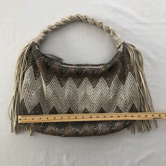 EUC BIG BUDDHA "BRANDI" Metallic Chevron Hobo Shimmer Slouch Bag - Picture 11 of 12